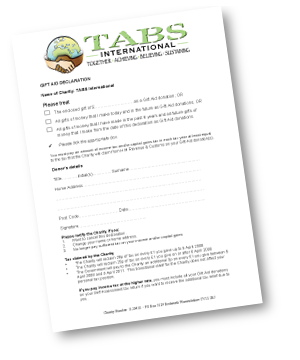 TABS International Gift Aid form